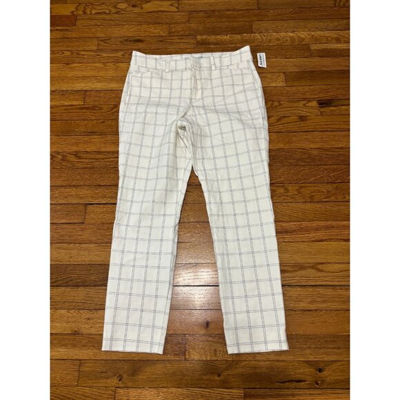 Old Navy Womens Pixie Pants Sz 10 White Plaid Hi-Rise Secret-Slim Pocket NWT - Picture 1 of 6